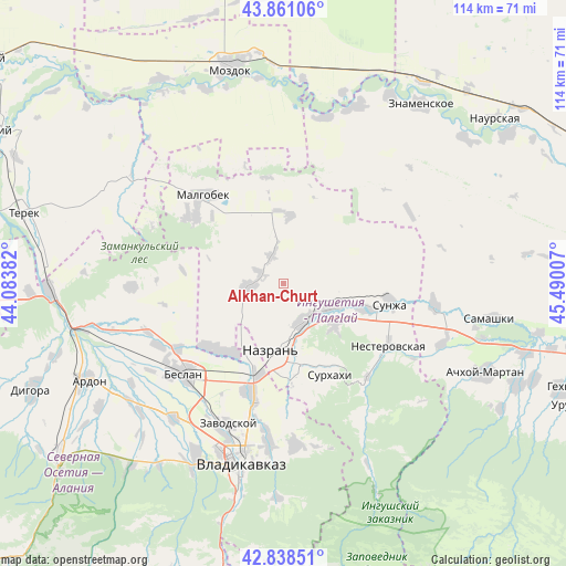 Alkhan-Churt on map