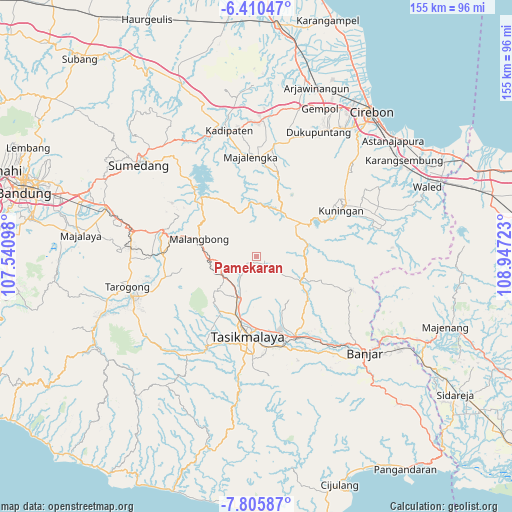 Pamekaran on map