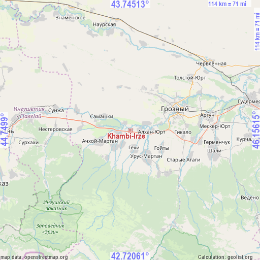 Khambi-Irze on map