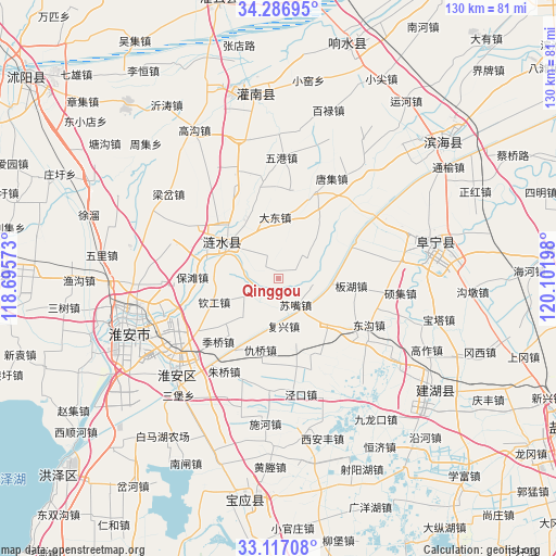 Qinggou on map