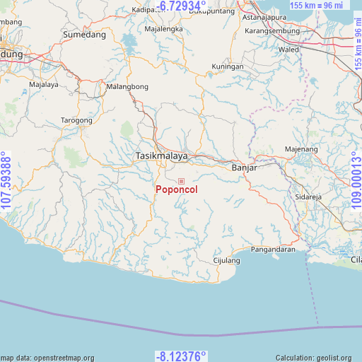 Poponcol on map