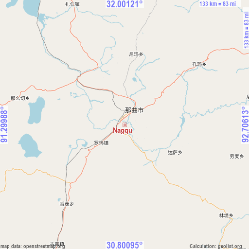 Nagqu on map