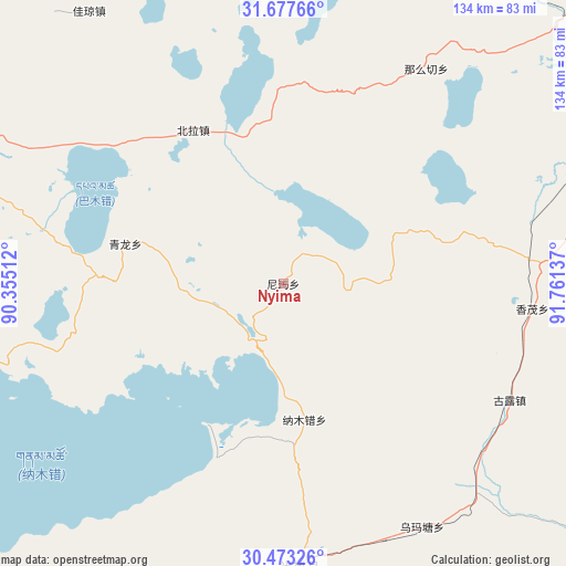 Nyima on map