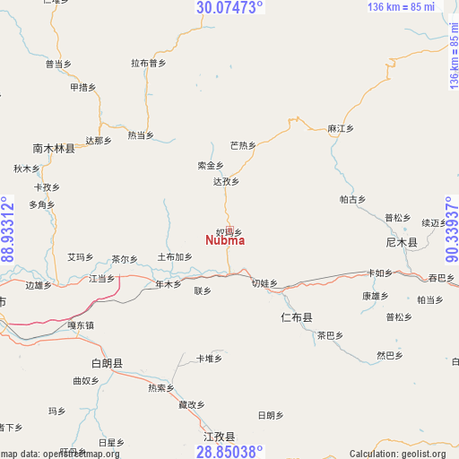 Nubma on map