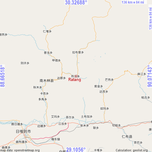 Ratang on map