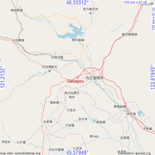 Dabagou on map