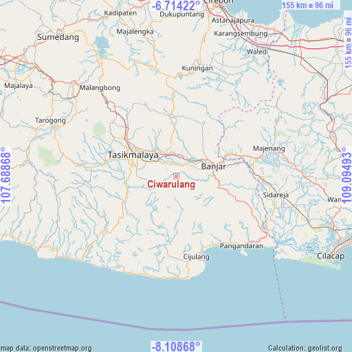 Ciwarulang on map