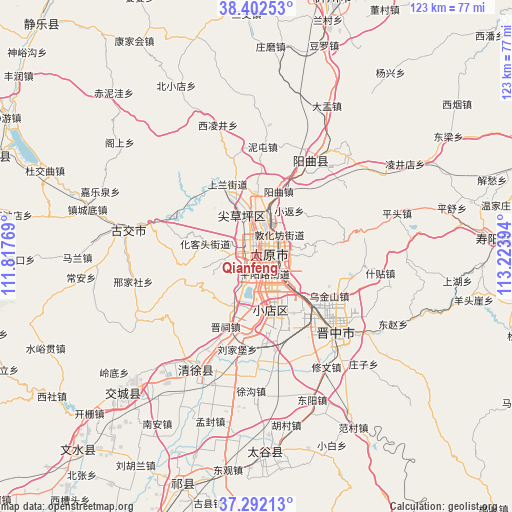 Qianfeng on map