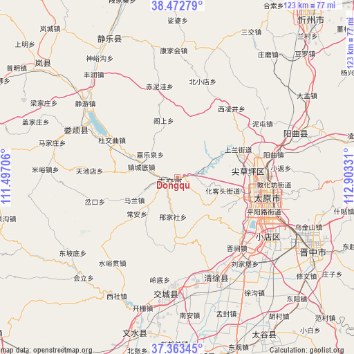 Dongqu on map