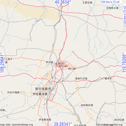 Tianjiao on map