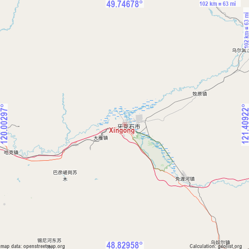 Xingong on map