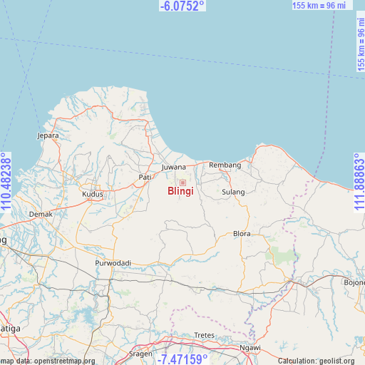 Blingi on map