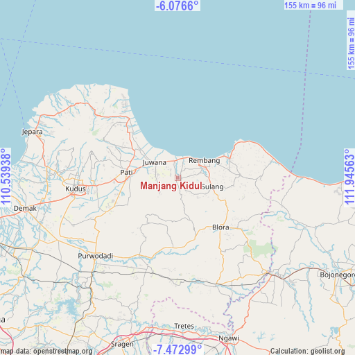 Manjang Kidul on map