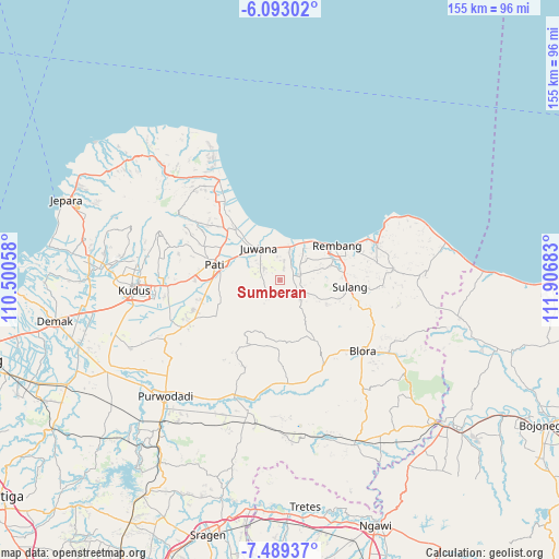 Sumberan on map