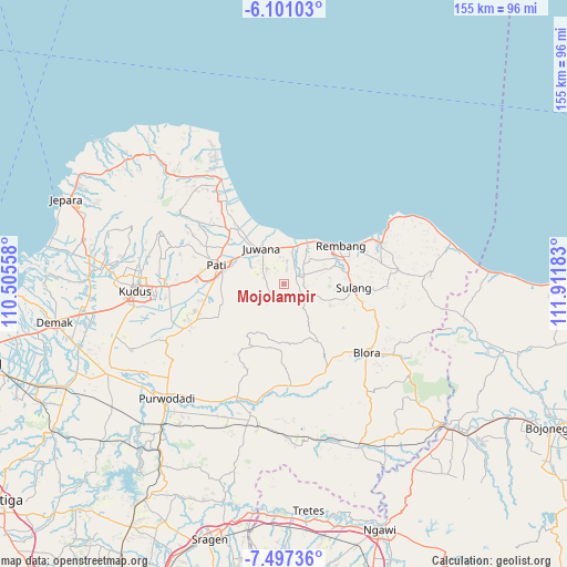 Mojolampir on map