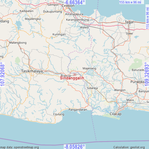 Sindanggalih on map