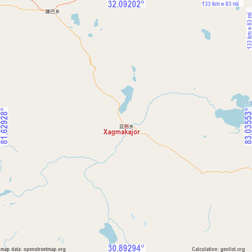 Xagmakajor on map