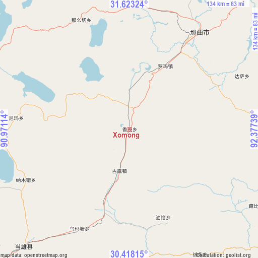 Xomong on map