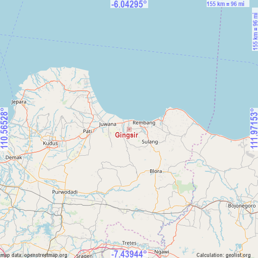 Gingsir on map