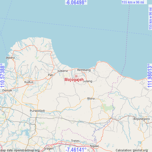 Mojogajeh on map