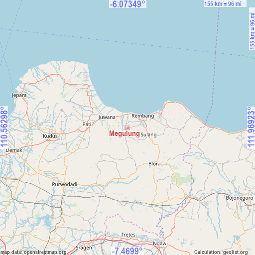 Megulung on map