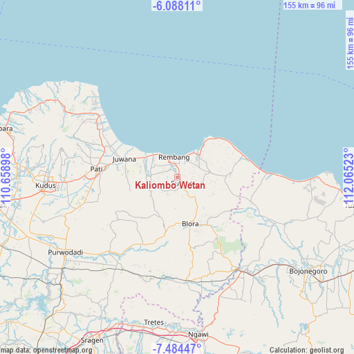 Kaliombo Wetan on map