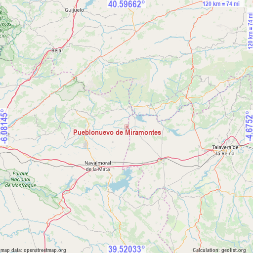 Pueblonuevo de Miramontes on map