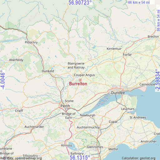 Burrelton on map