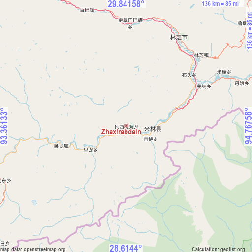 Zhaxirabdain on map