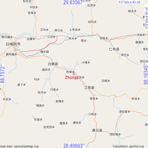 Zhongzi on map