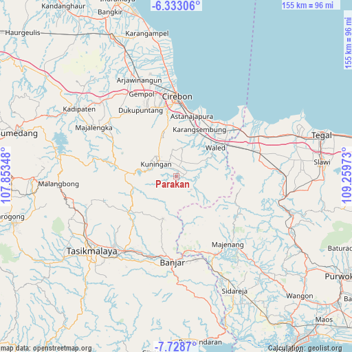 Parakan on map