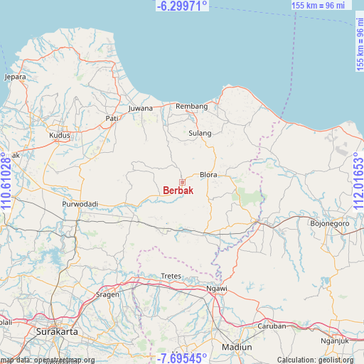 Berbak on map