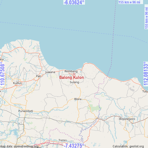 Balong Kulon on map