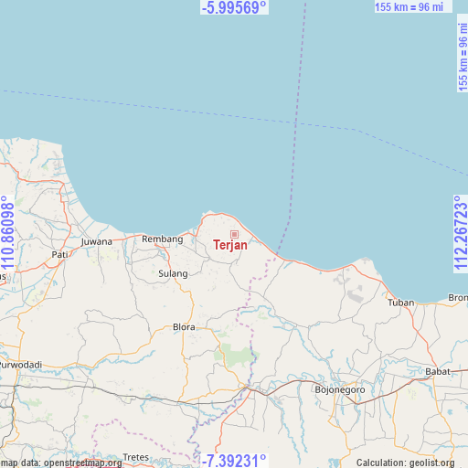 Terjan on map