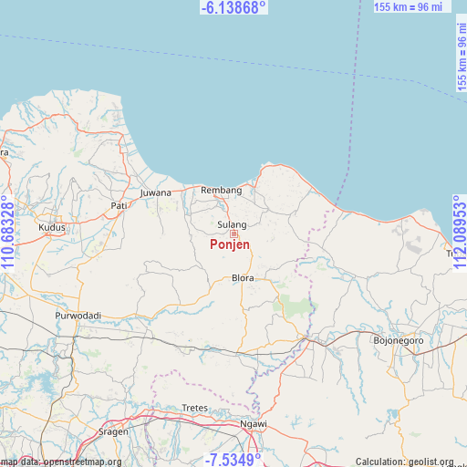 Ponjen on map