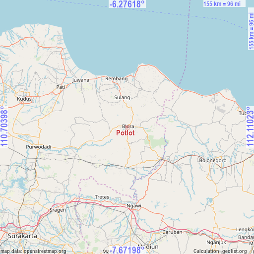 Potlot on map