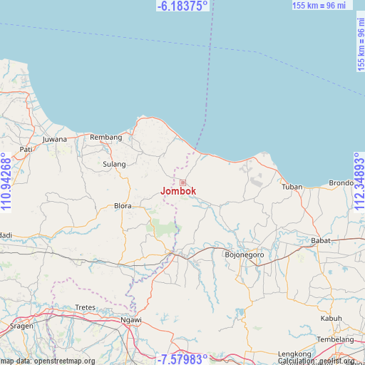Jombok on map