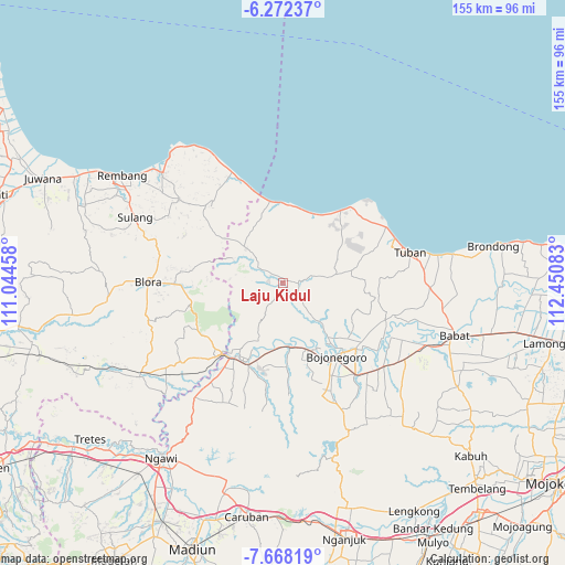 Laju Kidul on map