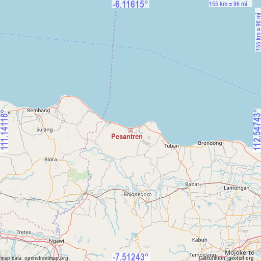 Pesantren on map