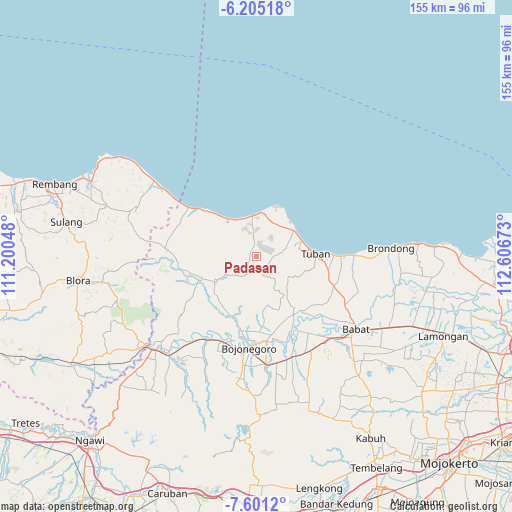 Padasan on map