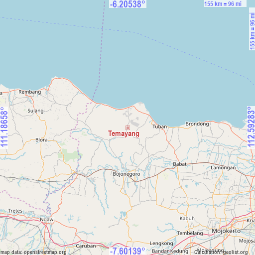 Temayang on map