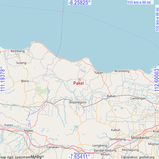 Pakel on map