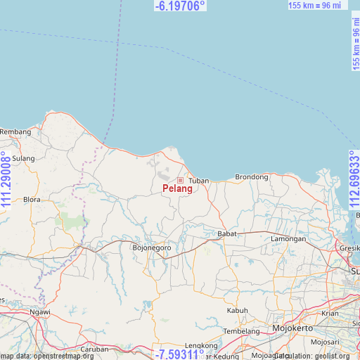 Pelang on map