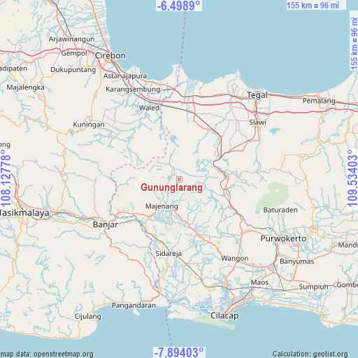 Gununglarang on map