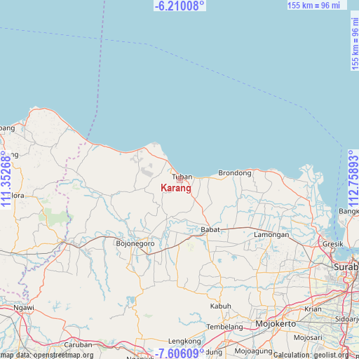 Karang on map