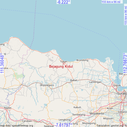 Bejagung Kidul on map