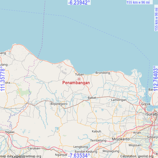 Penambangan on map