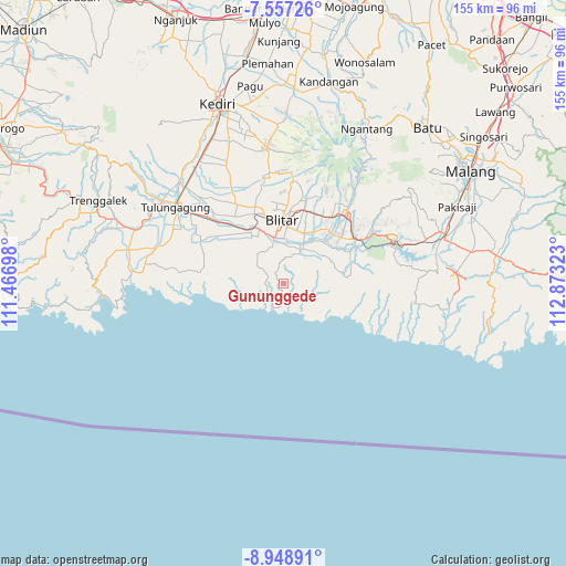 Gununggede on map