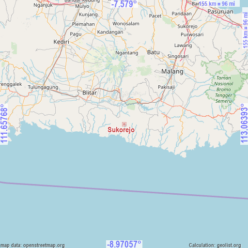 Sukorejo on map