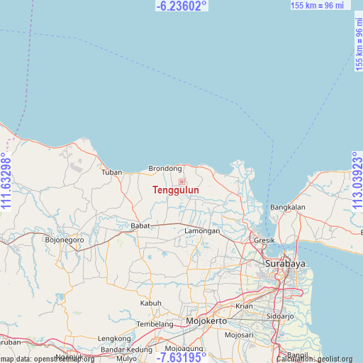 Tenggulun on map